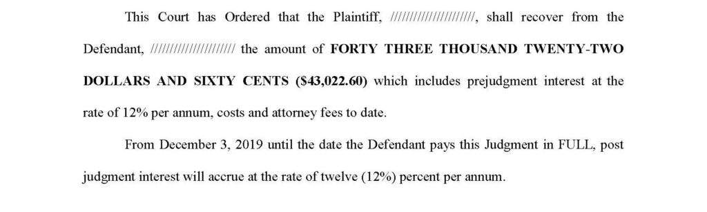 Georgia court order where post judgment interest rate is specified by contract.