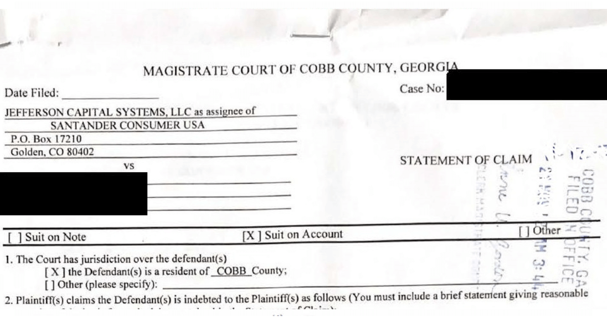 Jefferson Capital Systems Complaint Georgia