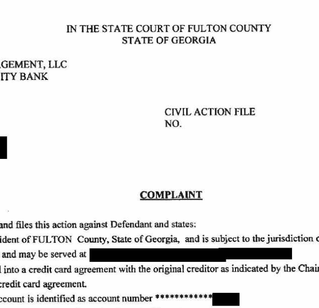 Crown Asset Management debt collection lawsuit Georgia